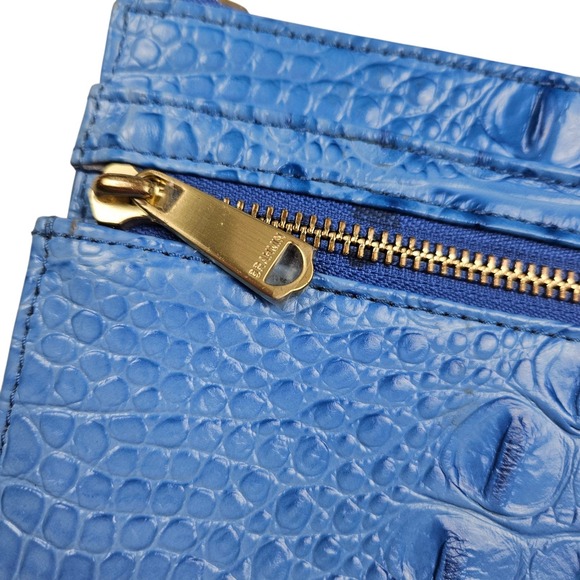 Brahmin Blue Vibrant Azure Melbourne Clutch Wristlet Crocodile Embossed Leather - Picture 3 of 16